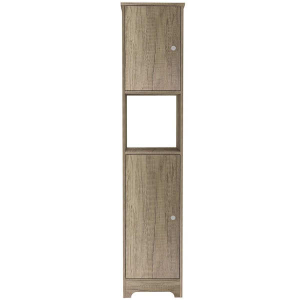 Homeroots 16" Wood Brown Laminate Accent Cabinet With Four Shelves 477658 - main