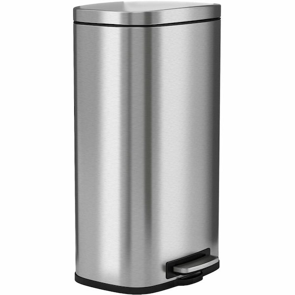 Hls Commercial 8 gal Rectangular Indoor Metal Can, Silver, Step Pedal, Stainless Steel, 14 in HLSS08RFR - main