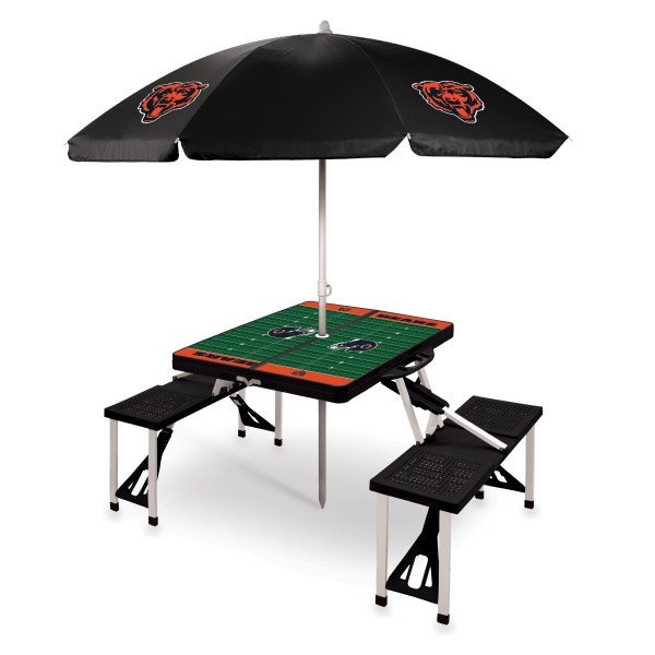 Picnic Time Family Of Brands Chicago Bears - Picnic Table Portable Folding Table with Seats and Umbrella, (Black) 811-02-175-065-2 - main