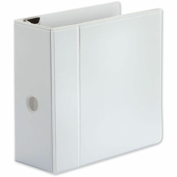 Universal One Comfort Grip Deluxe Plus D-Ring View Binder, 5" Capacity, 8-1/2 x 11, White UNV30756*** - main