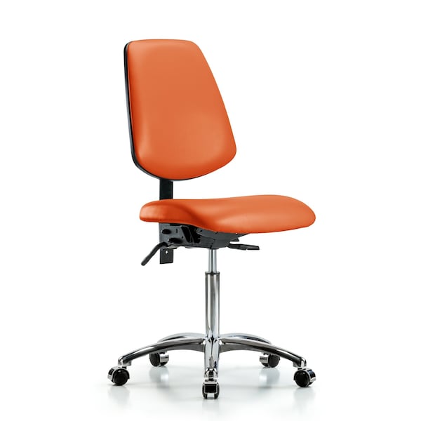 Blue Ridge Ergonomics Bench Chair, Vinyl, Med, Bk, Cast, Org, No Arms, 22" to 29" Height, Orange Kist BR-VMBCH-MB-CR-T1-A0-NF-CC-8613 - main