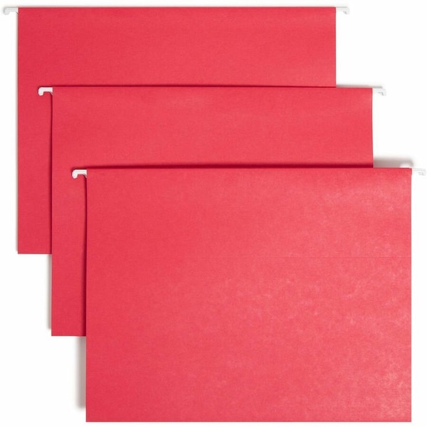 Smead TUFF HANGING FOLDERS WITH EASY SLIDE TAB, LETTER SIZE, 1/3-CUT TAB, RED, 18PK 64043 - main