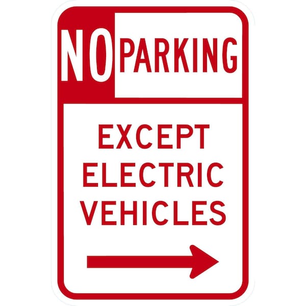 Lyle Except Electric Vehicle With Right Arrow, 12x18, High Intensity Prismatic, White G-4257-HI_12x18 - main