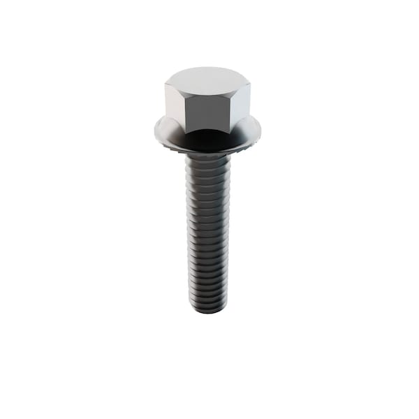 Zoro Select Not Graded, 1/4"-20 Serrated Flange Bolt, Plain Stainless Steel, 1 1/4 in L, 50 PK 1-SFH-25C-125 - main