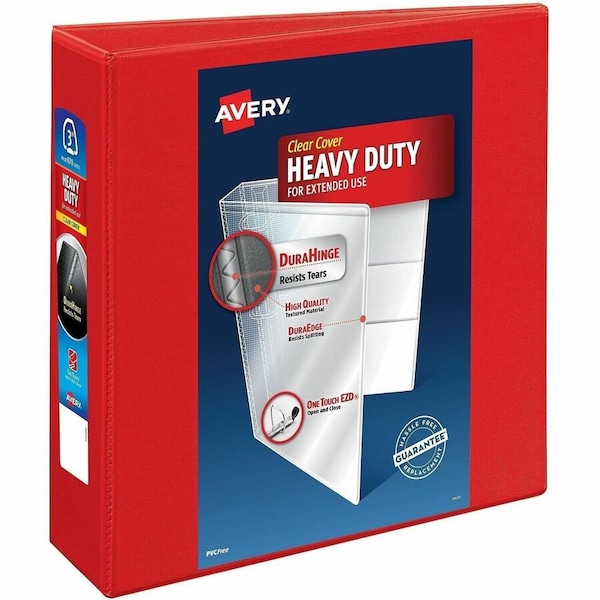 Avery Dennison Avery Heavy-Duty View Binder with One Touch EZD Rings, 3" Capacity, Red 79325 - main