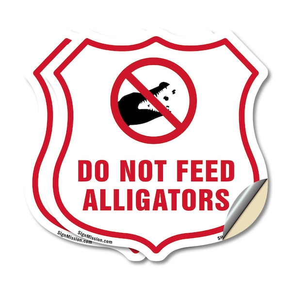 Signmission Alligator Warning Shield Sign Do Not Fee, 12 inch X 12 inch, Vinyl Decal, 2PK SHI-D-2PACK-12-355 - main