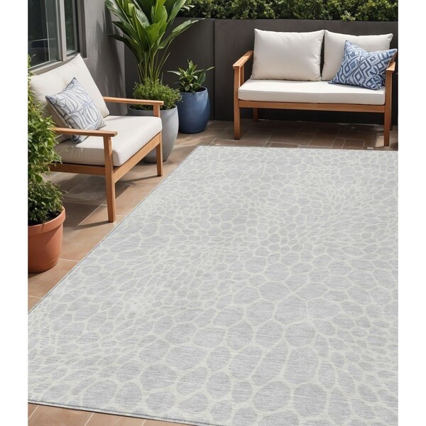 Homeroots 5' X 8' Silver And Gray Geometric Washable Indoor Outdoor Area Rug 595116 - main
