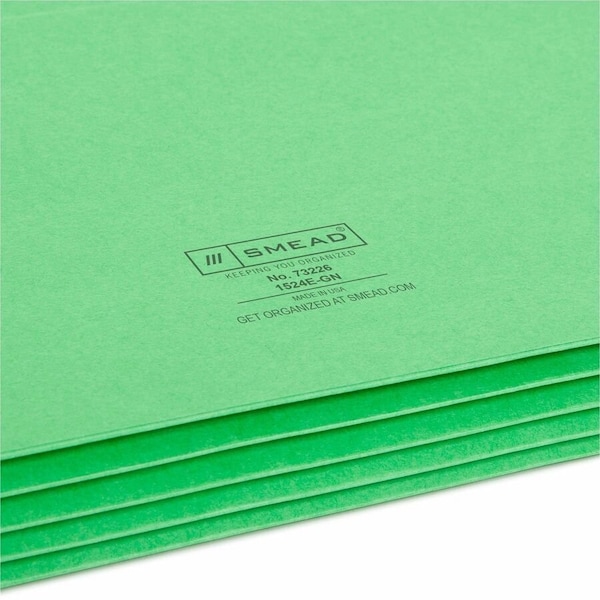 Smead TUFF Pocket Straight Tab Cut Letter Recycled File Pocket, Green SMD73226 - main