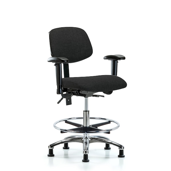 Blue Ridge Ergonomics Medium Bench Chair Chair, Fab, Med Ben, Chr Tilt AA CF Gld Blk, Adjustable Arms, 22" to 29" Height BR-FMBCH-CR-T1-A1-CF-RG-F42 - main