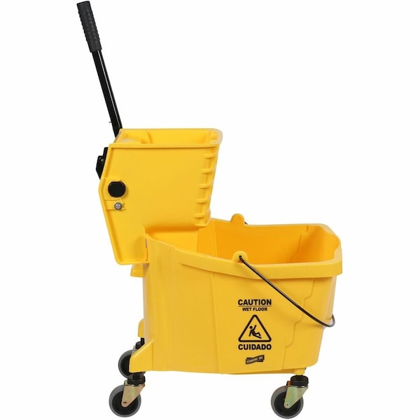 Genuine Joe Side Press Mop Bucket & Wringer Combo - 35 Quart - 21 x 16 x 14 - Yellow - 1 Each GJO02347 - main