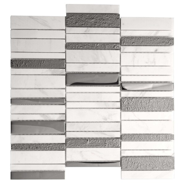 Apollo Tile Brown White 11.8 in x 11.8 in Glass, Stone Polished Floor and Wall Mosaic Tile 4.83 sqft/case, 5PK APLHTC88536-MA - main