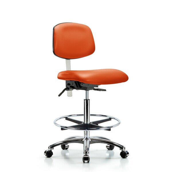 Blue Ridge Ergonomics Hi Bench Chair, Vinyl, CF, Cast, Org, CL100, No Arms, 26" to 35-1/2" Height, Orange Kist BR-NCR-VHBCH-CR-T1-A0-CF-CC-8613 - main
