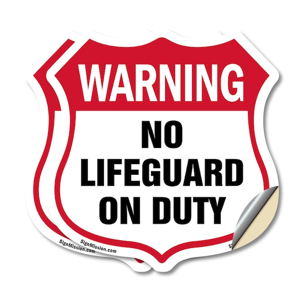 Signmission Pool Safety Shield Sign Warning No Lifeg, 4 inch X 4 inch, Vinyl Decal, 2PK SHI-D-2PACK-4-431 - main