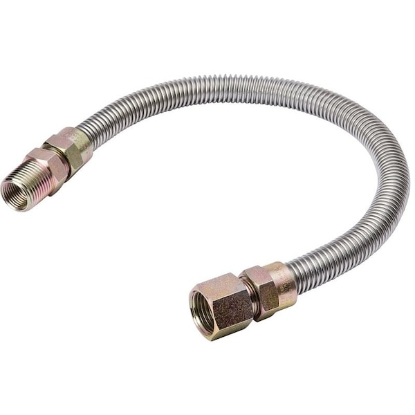 B & K Gas Connector, 1/2 in, MIP x FIP, Stainless Steel, 18 in L, 3/8 in OD G014SS101118RP - main