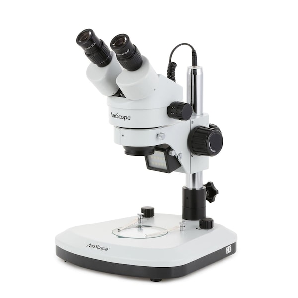 Amscope SM-1 Zoom Binocular Stereo Microscope 7X-45X Magnification on Pillar Stand SM-1B-PL - main