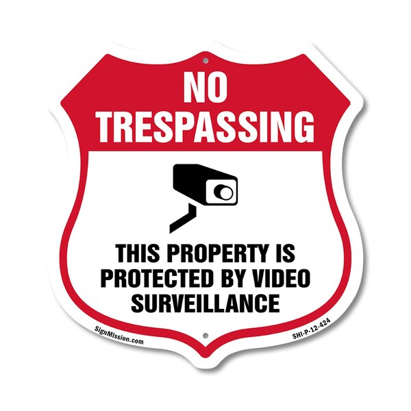 Signmission No Trespassing Shield Sign This Property, 12 Inch X 12 Inch, Plastic Sign SHI-P-12-424 - main