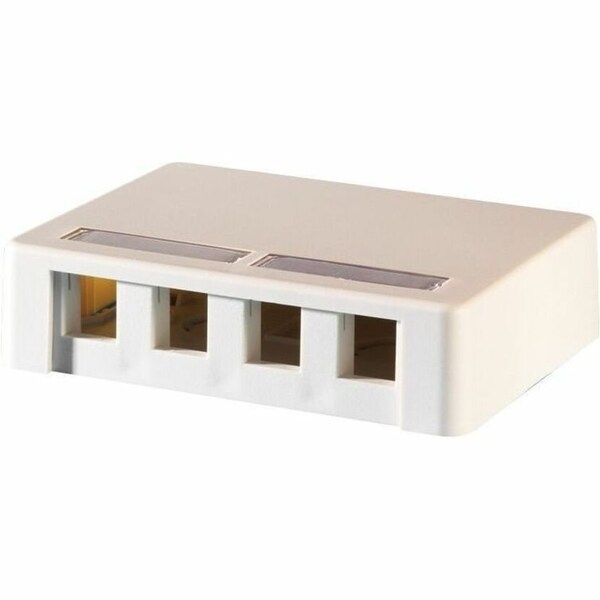 Ortronics 4 PORT SURFACE MT BOX UNLOADED, KEYSTONE JACKS, TECHCHOICE FOG WHITE KSSMB4 - main
