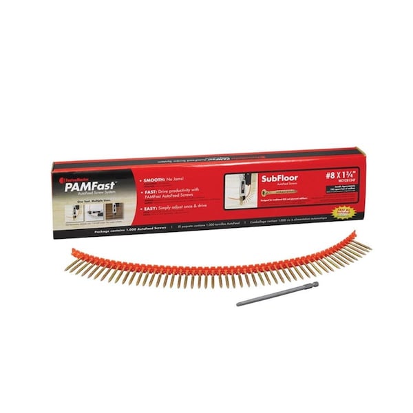 Fastenmaster No.8 x 1.75 in. Pamfast Star Yellow Zinc Subfloor Screws, 1000PK 2002179 - main