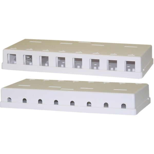 Cable Wholesale Blank Surface Mount Box for Keystones, 8 Port, White 300-3148E - main