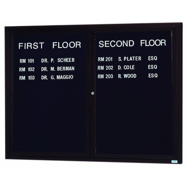 Aarco Illuminated Enclosed Letter Board Directory w/ Bronze Anodized Aluminum Frame, 48''Hx60''W 2 Doors ADC4860IBA - main