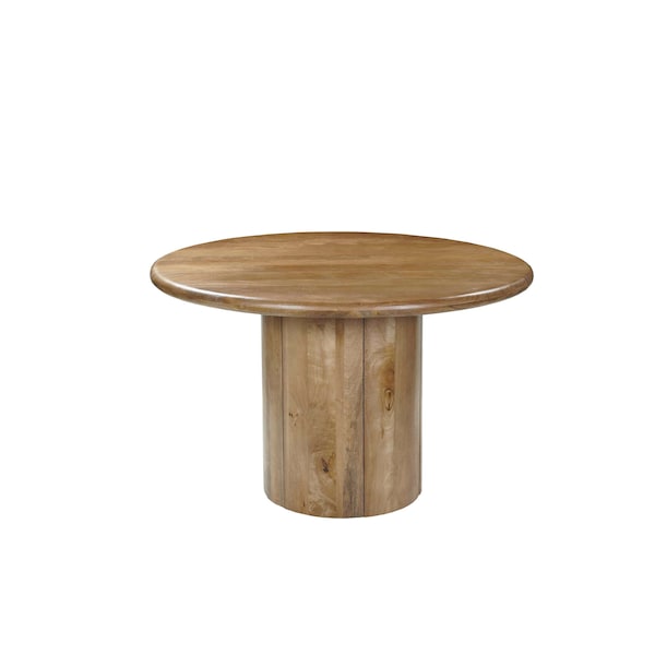 Homeroots 48" Natural Solid Wood Pedestal Base Round Top Dining Table 644518 - main
