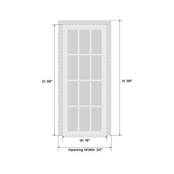 Sartodoors Solid French Door 18 x 96in, Planum 0660 Painted White W/ Frosted Glass, Sgl Panel Frame Trim PLANUM0660ID-BEM-1896 - main