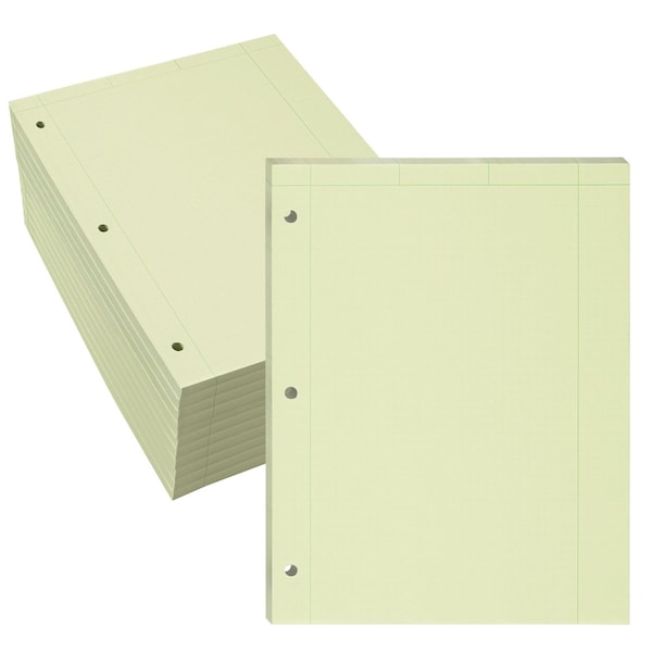 Roaring Spring Case of Engineering Pad, 8.5"x11", 200 sht, Green Paper, 5x5 Graph, 3-Hole Punched, Heavy Backing, PK12 95589cs - main