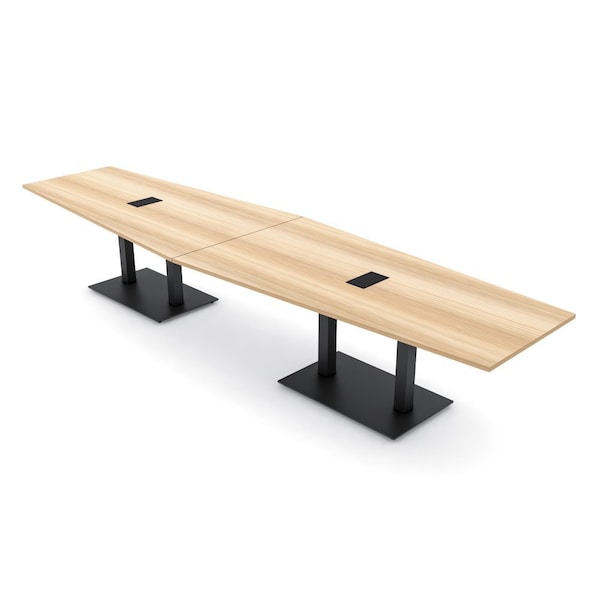 Skutchi Designs Hexagon Conference Table With Power Unit, 48 in W, 168 in L, Brown HAR-HEX.IR-48X168-DOU-K525-ESIL - main
