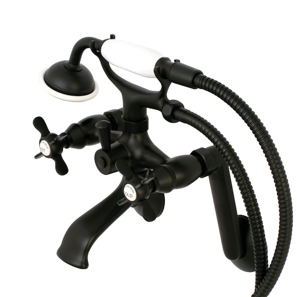 Kingston Brass Tub Wall Mount Clawfoot Tub Faucet with Hand Shower, Matte Black KS289MB - main