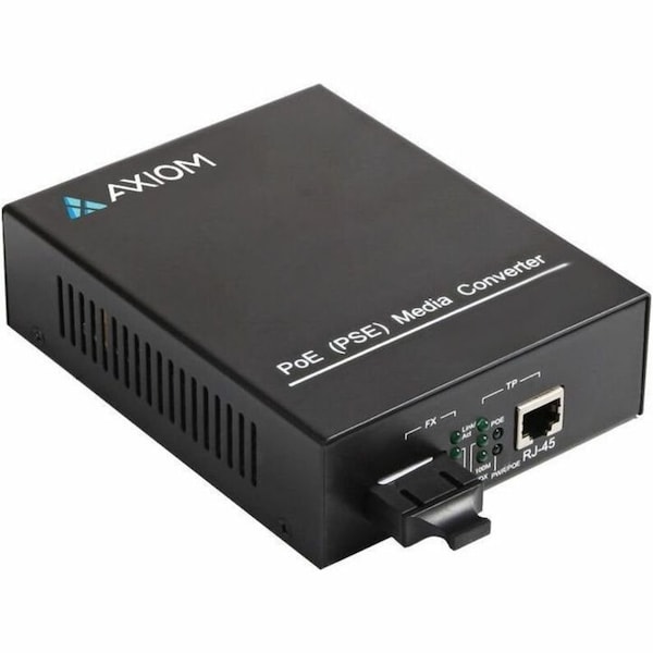Axiom 1GBS POE+ RJ45 TO 1000BASE-LX FIBER MEDIA CONVERTER -SMF, SC, 10KM, 1310NM MCP32-T2-S3L10-AX - main