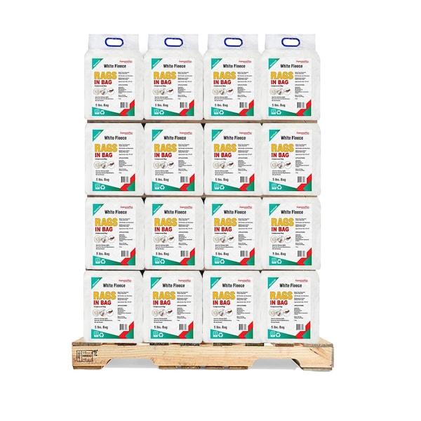 Supremeplus Recycled White Sweatshirt Cleaning Rags, 800 lbs. Pallet, 160 x 5 lbs. Bags, 160PK SP-9480 - main