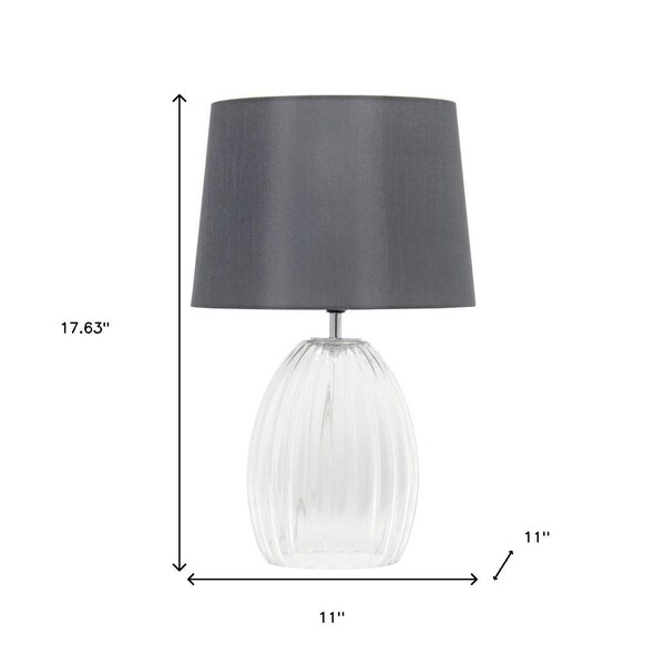 Homeroots 18" Clear Glass Novelty Table Lamp With Gray Drum Shade 643309 - main