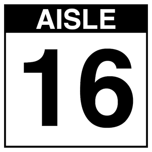 5S Supplies Warehouse Aisle 16 Sign - 24in x 24in - DOUBLE - BRKT - PVC AISLE16-24X24-DOUBLE-BRKT - main