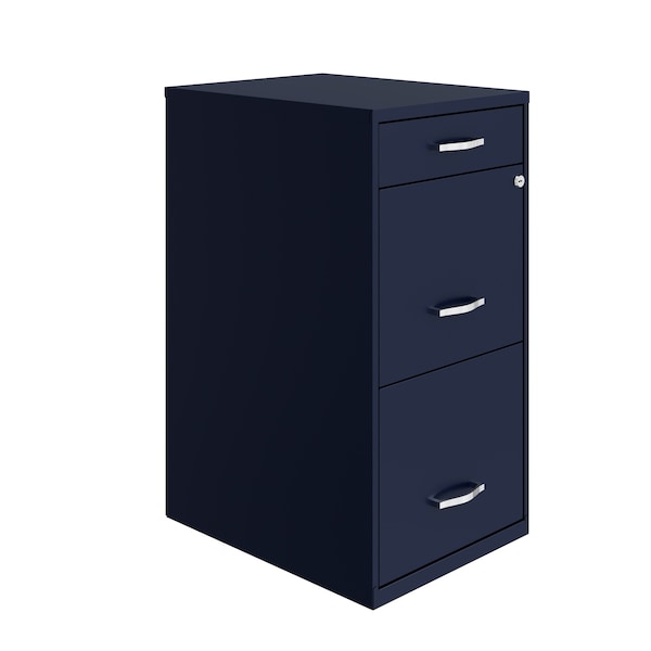 Space Solutions 14.25 in W 3 Drawer Vertical File Cabinet W/ Pencil Drawer, Navy 24414 - main