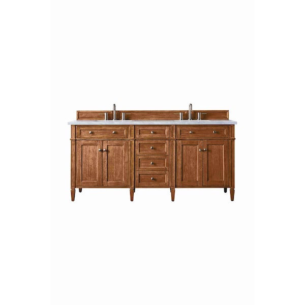 James Martin Vanities Brittany 72'' D Vanity, Saddle Brown w/ Jasmine Pearl Silestone Top w/FreePower Wireless Charger 650-V72-SBR-FEJP - main