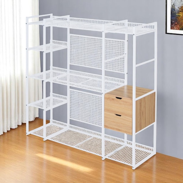 Homeroots 69" White Metal Closet System 590274 - main