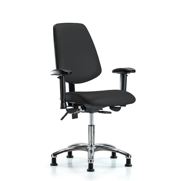 Blue Ridge Ergonomics Desk Chair Desk Chair, Vinyl, Med, Bk, Chrm, AA, Glds, Blk, Adjustable Arms, 18" to 23" Height, Vinyl BR-VDHCH-MB-CR-T0-A1-RG-8540 - main