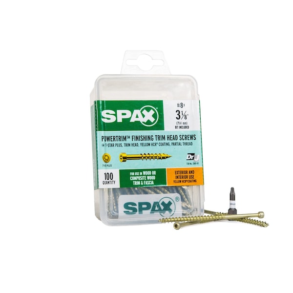 Spax #8 x 3-1-1/8 in Exterior / Interior Finish Partial Thread Powertrim Trim Head T-Star Plus, 100PK 42318704003168 - main