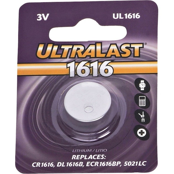 Ultralast NABC UL-1616 UltraLast Lithium Manganese Dioxide Button Cell Battery UL1616 - main