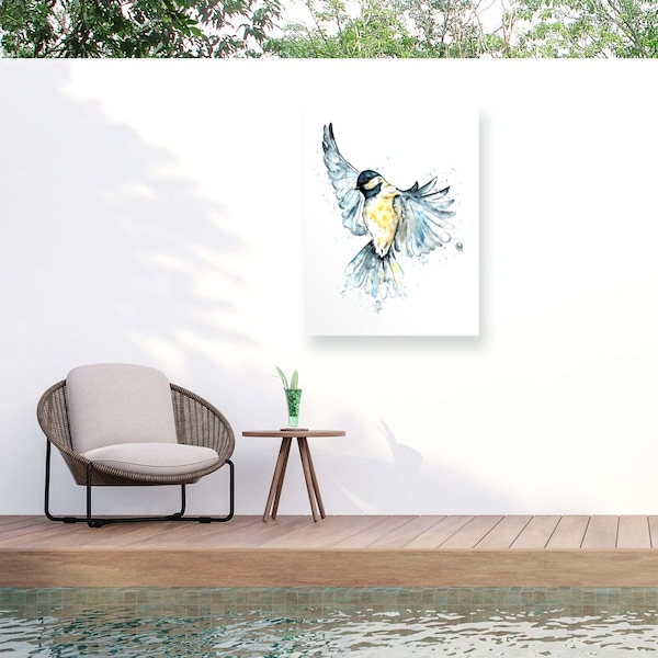 Trademark Fine Art Outdoor Canvas Art Lisa Whitehouse Chickadee In Flight Wall Art for Patios, or Gardens GRL02013-OC2432WR - main