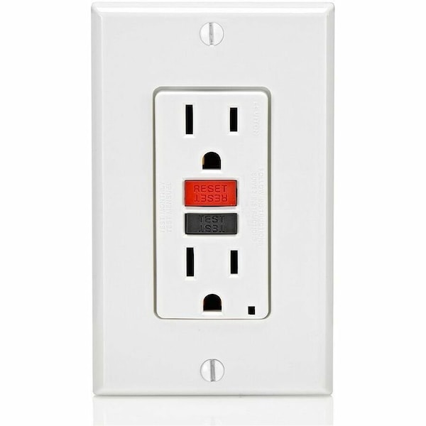Leviton GFCI Receptacle, Non-Tamper Resistant Duplex, 15 Amp, 125 Volt, 5-15R NEMA GFNT1-RW - main