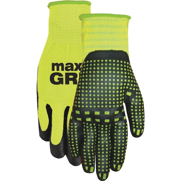 Midwest Gloves & Gear MAX Grip Unisex Large/XL Coated Gloves Hi-Visibility Yellow 94HVG-LX-DB-6 - main
