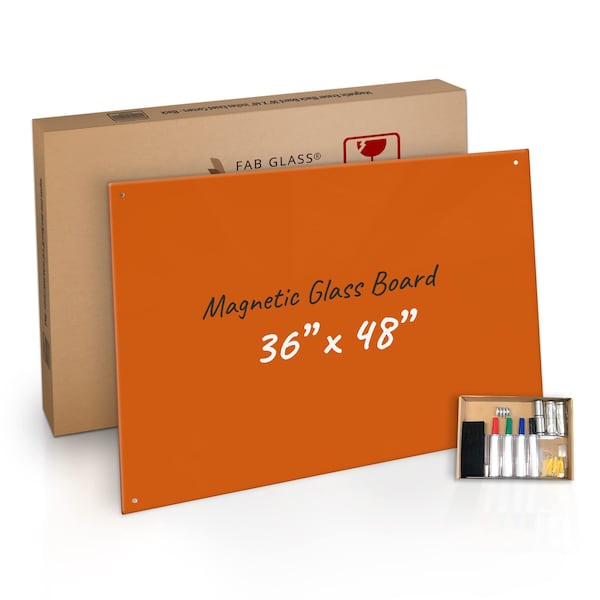 Fab Glass And Mirror White Surface Dry Erase Glass Board, Frameless Magnetic Glass Board for Wall 48in x60in with Marke MB48x60-SB623 - main