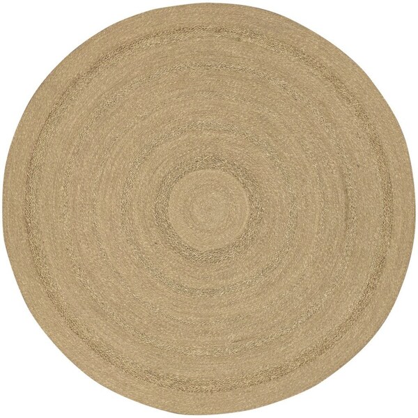 Homeroots 8' Natural And Brown Round Handmade Indoor Outdoor Area Rug 550720 - main