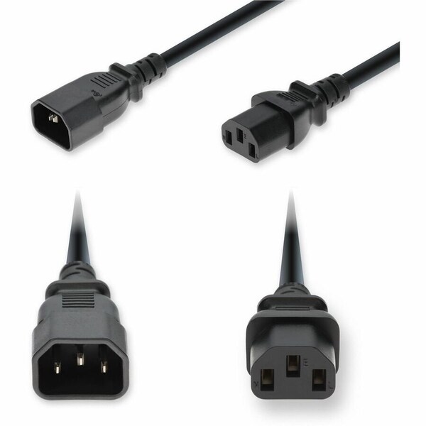 Add-On 1FT C14 MALE TO C13 FEMALE STANDARD COMMERCIAL TEMP 18 AWG 250V AT 10A PVC SJT ( ADD-C142C13C18G1FBK - main