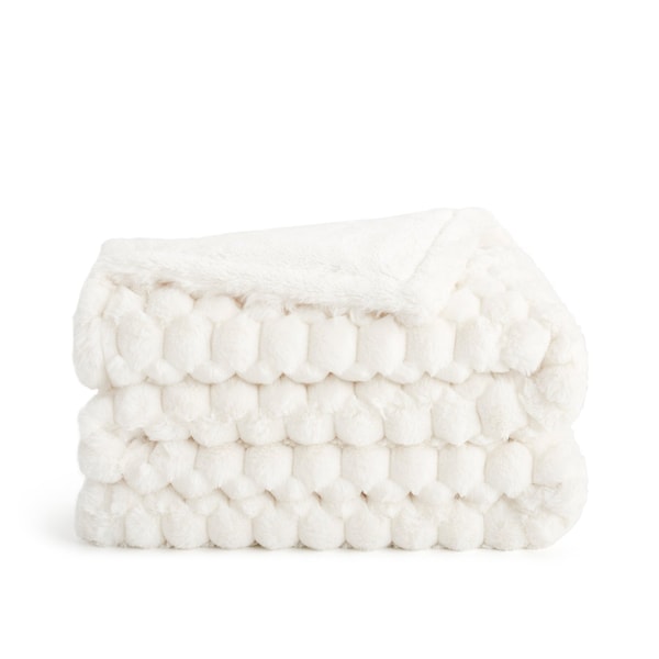 Arkwright Home Aston & Arden CottonTail Faux Fur Throw 50x70 Ivory - 1 Blanket P-TH-FF-5070-IV - main