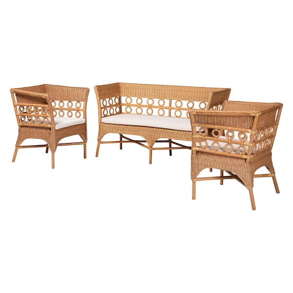 Bali & Pari Oxford Bohemian Light Honey Rattan 3-Piece Living Room Chair Set 258-14173-14173-14174-ZORO - main