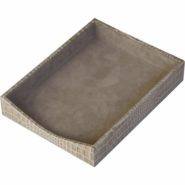 Dacasso Protacini Breeze Beige Italian Patent Leather Front-Load Letter Tray A6301 - main
