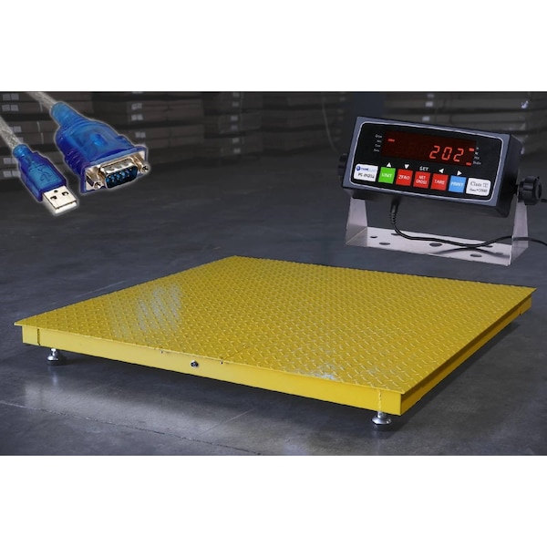 Prime Systems New 40x40 Industrial Floor Scale With Printer Warehouse Pallet 5000 lbs yellow PS-700-40x40-NN-yellow - main