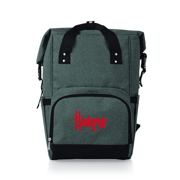 Picnic Time Family Of Brands NCAA Nebraska Cornhuskers On The Go Roll-Top Backpack CoolerHeathered Gray 616-00-105-406-0 - main